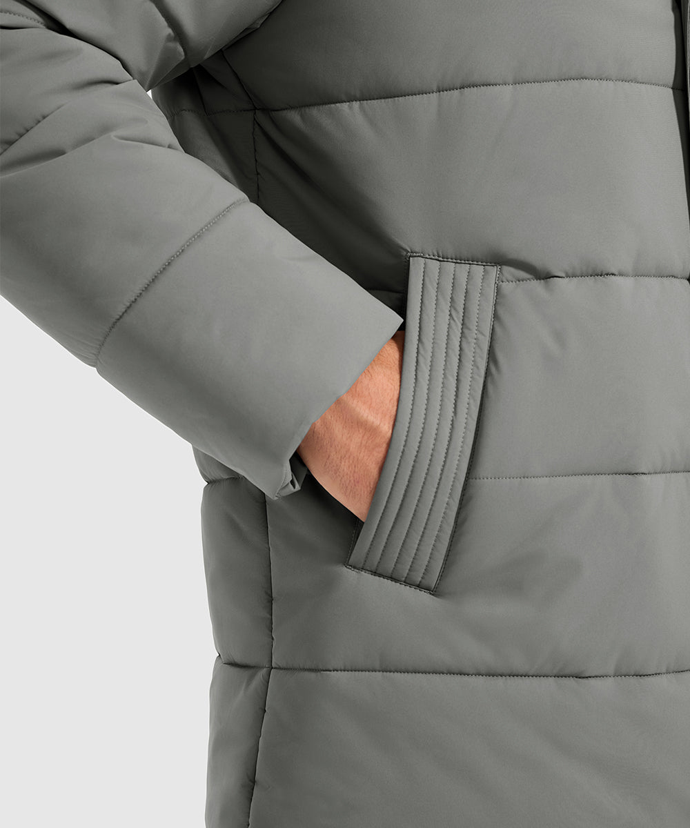 Men's Mid - length Hooded Puffer Jacket - TBMPOY