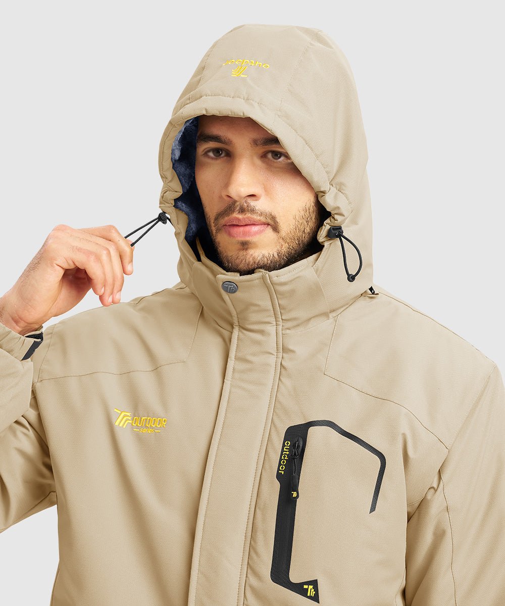 Men's Water Resistant Skiing Windbreaker Hooded Jacket - TBMPOY