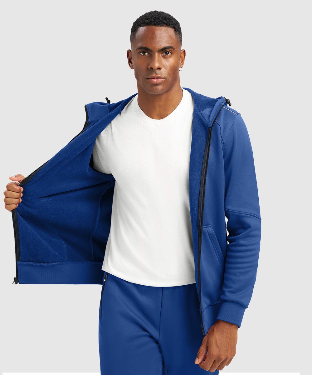 Men's Jogging Workout Gym Warm Up Suits With Hood - TBMPOY