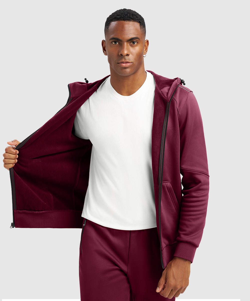 Men's Jogging Workout Gym Warm Up Suits With Hood - TBMPOY