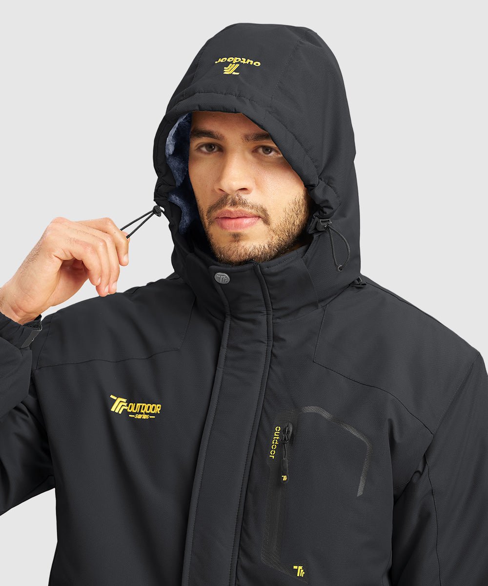 Men's Water Resistant Skiing Windbreaker Hooded Jacket - TBMPOY