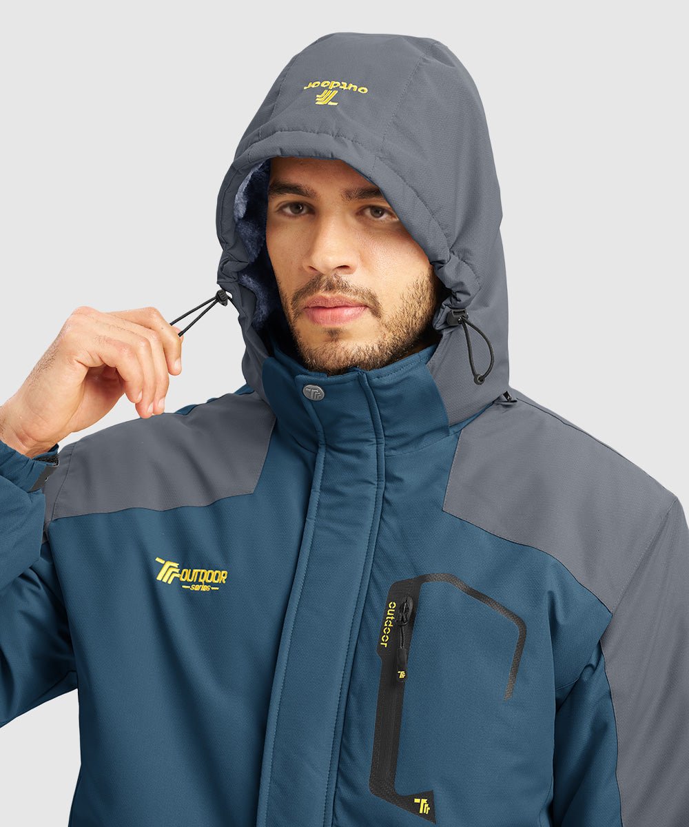 Men's Water Resistant Skiing Windbreaker Hooded Jacket - TBMPOY