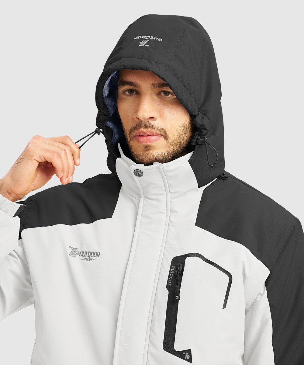 Men's Water Resistant Skiing Windbreaker Hooded Jacket - TBMPOY