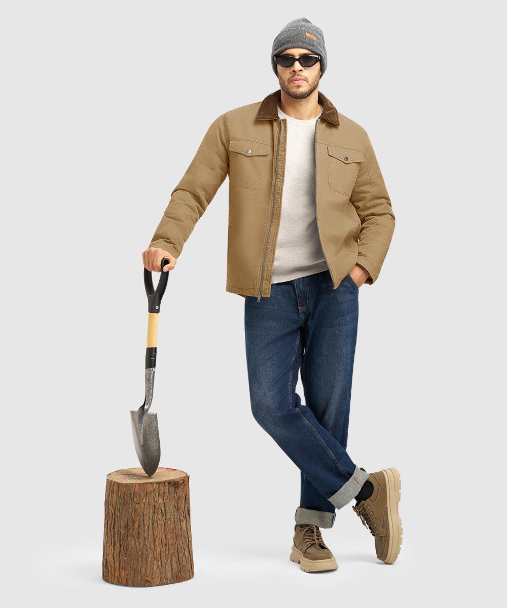 Men's Warm Corduroy Lapel Work Jacket - TBMPOY