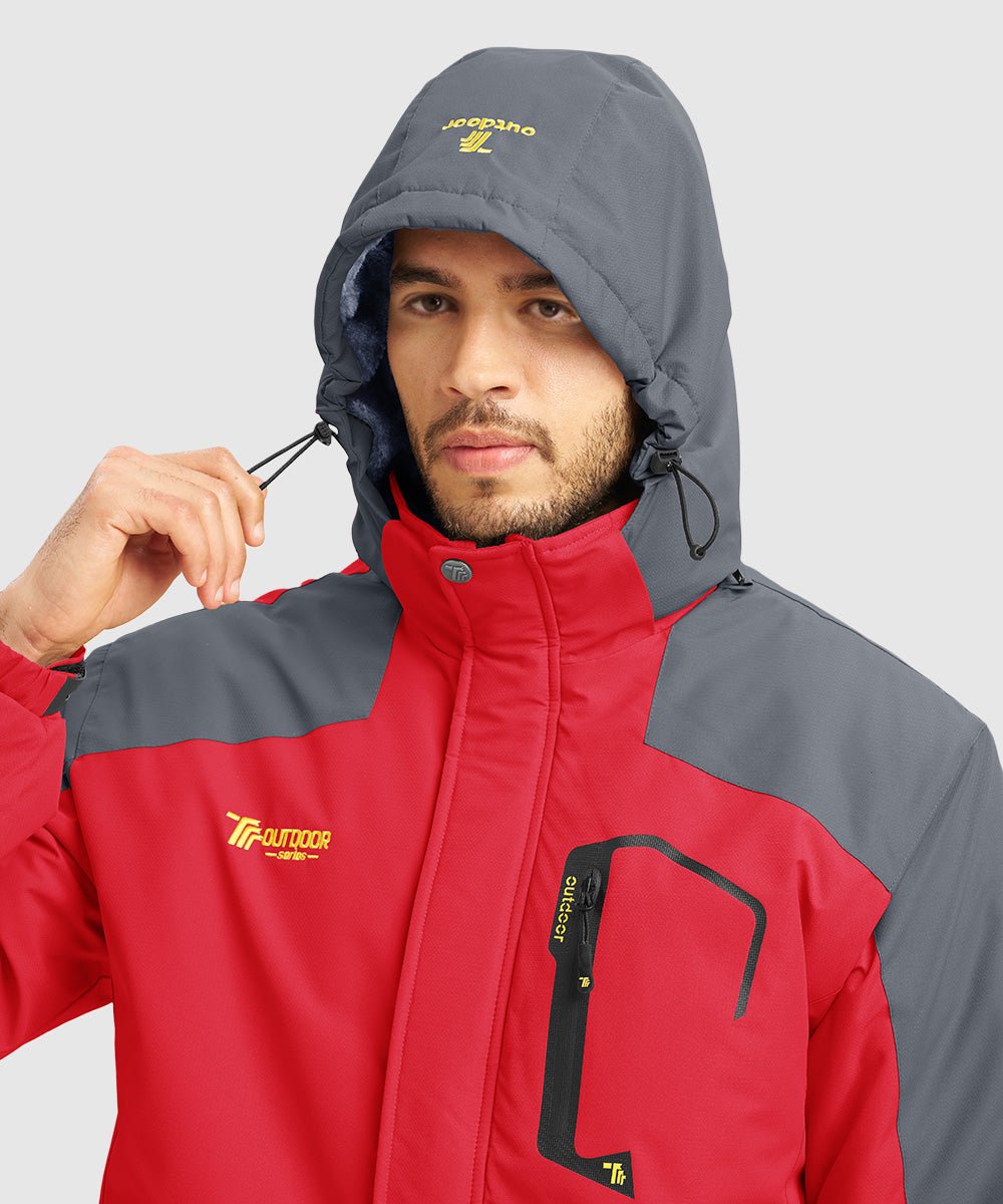Men's Water Resistant Skiing Windbreaker Hooded Jacket - TBMPOY