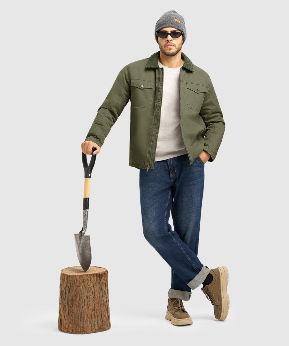 Men's Warm Corduroy Lapel Work Jacket - TBMPOY
