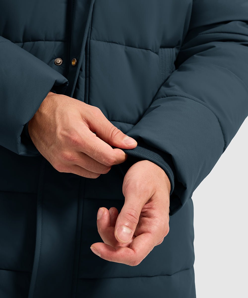 Men's Mid - length Hooded Puffer Jacket - TBMPOY