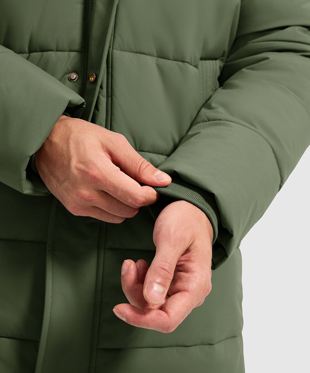 Men's Mid - length Hooded Puffer Jacket - TBMPOY