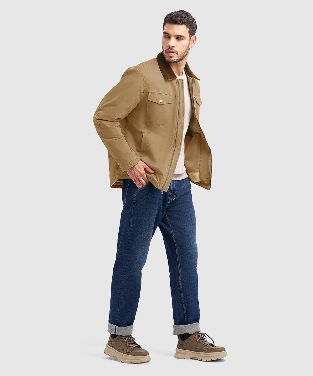 Men's Warm Corduroy Lapel Work Jacket - TBMPOY