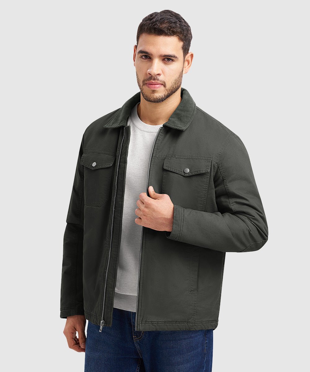Men's Warm Corduroy Lapel Work Jacket - TBMPOY