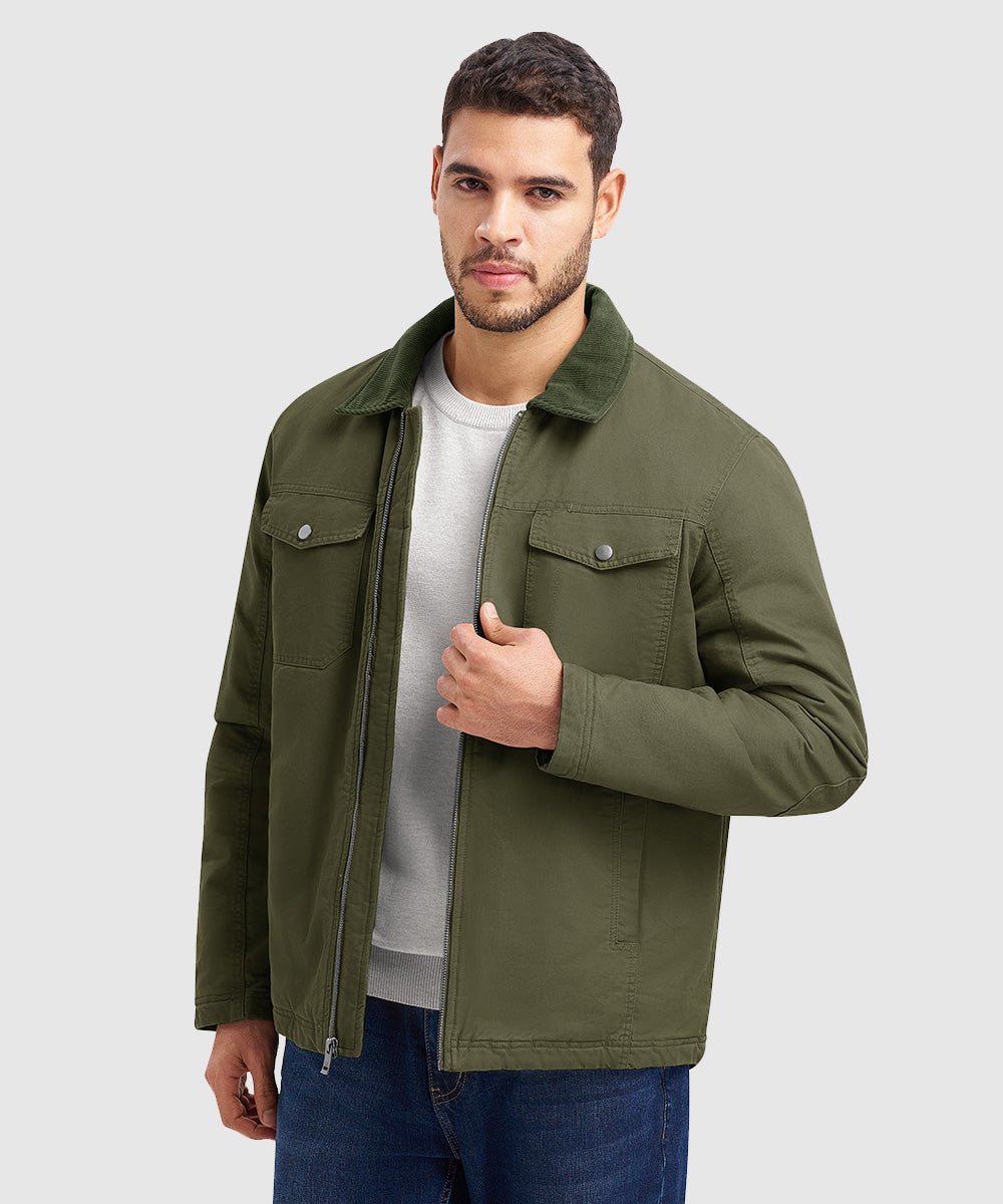 Men's Warm Corduroy Lapel Work Jacket - TBMPOY