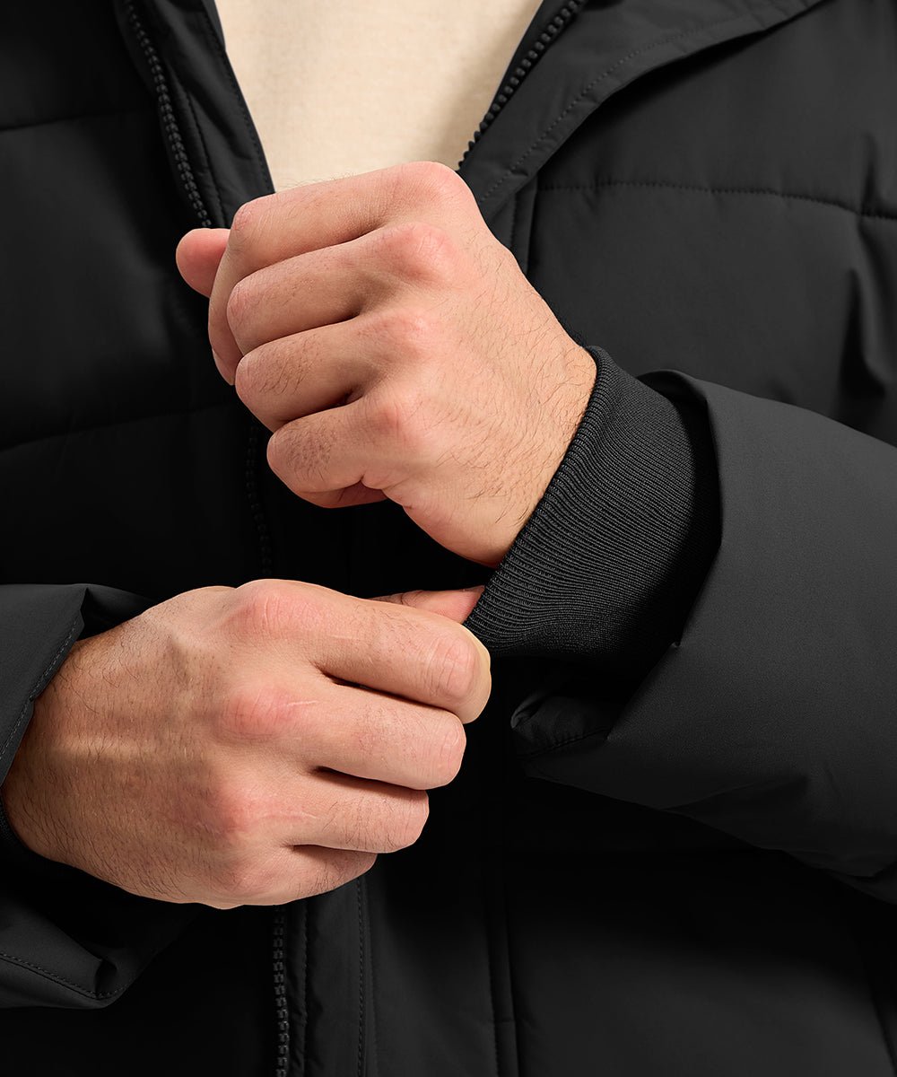 Men's Mid - length Hooded Puffer Jacket - TBMPOY