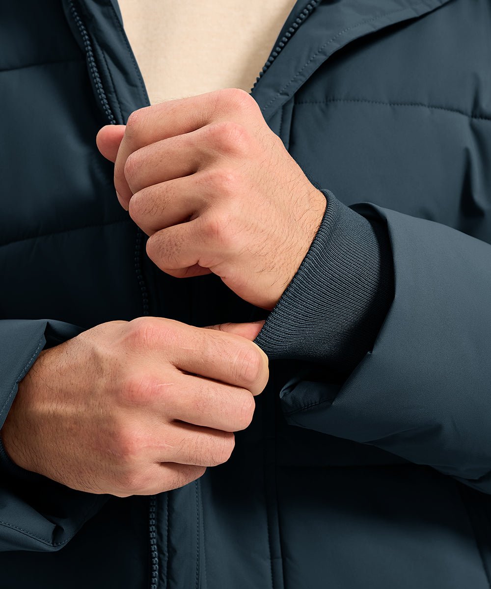 Men's Mid - length Hooded Puffer Jacket - TBMPOY