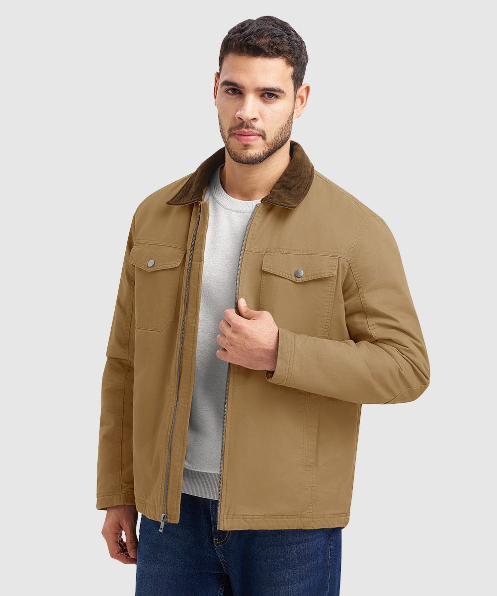 Men's Warm Corduroy Lapel Work Jacket - TBMPOY