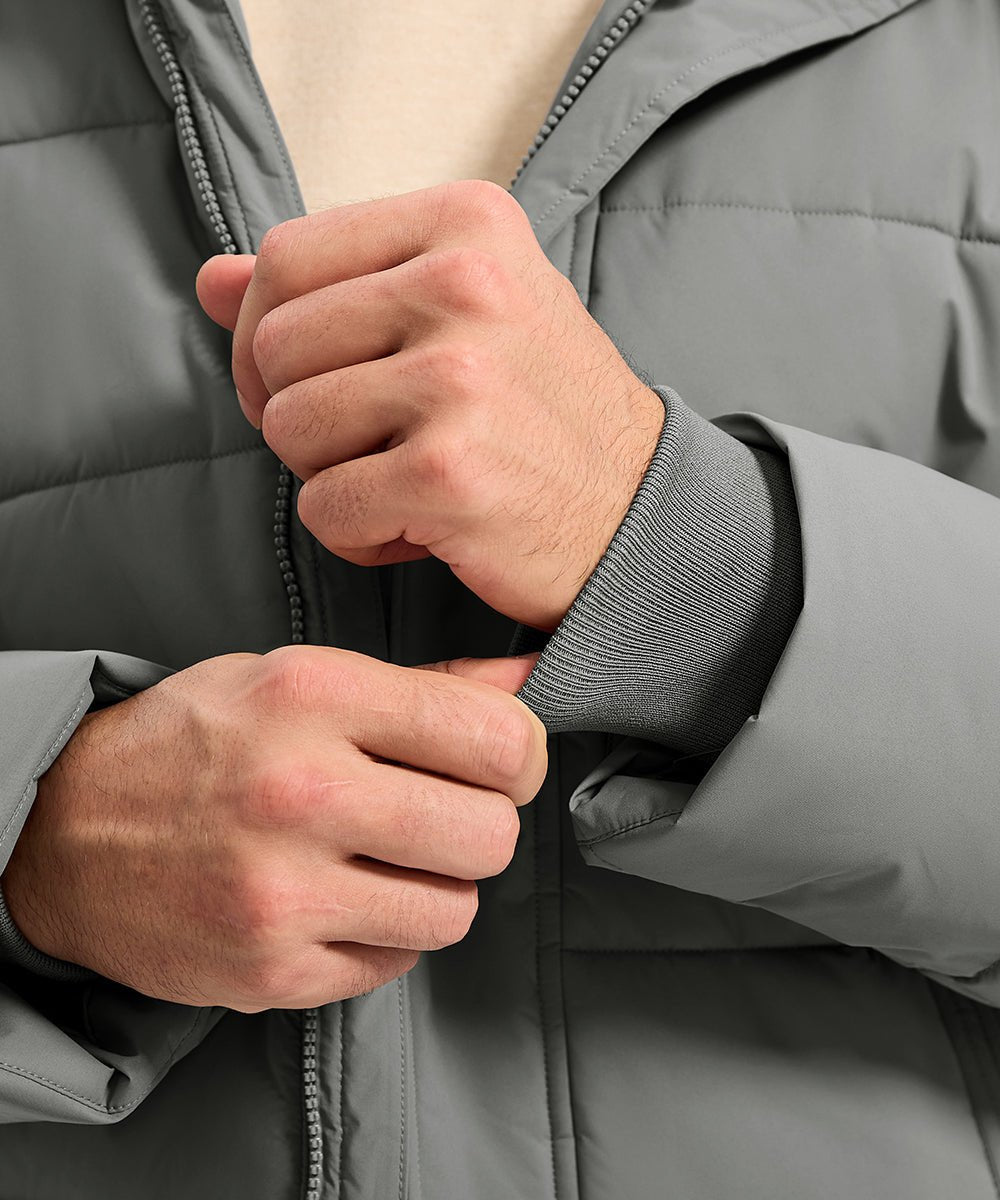 Men's Mid - length Hooded Puffer Jacket - TBMPOY