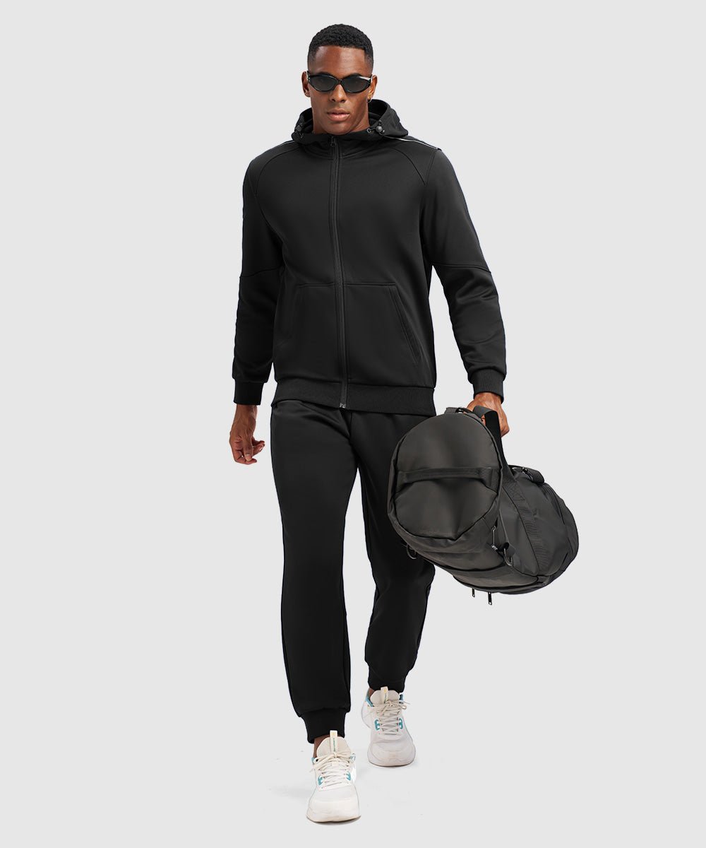 Men's Jogging Workout Gym Warm Up Suits With Hood - TBMPOY