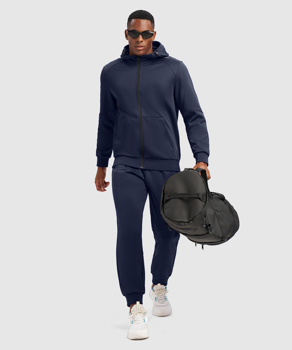 Men's Jogging Workout Gym Warm Up Suits With Hood - TBMPOY