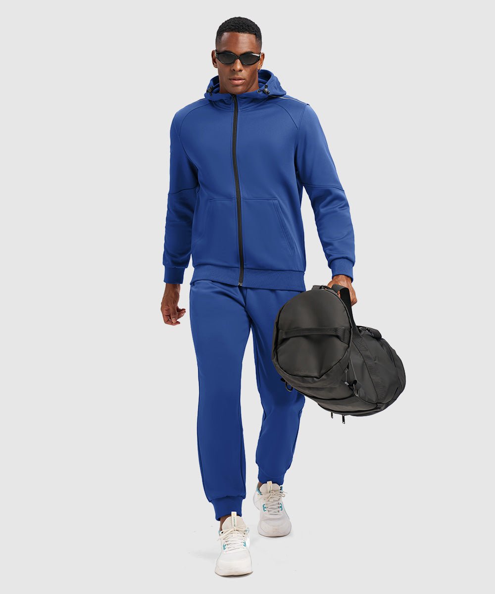 Men's Jogging Workout Gym Warm Up Suits With Hood - TBMPOY
