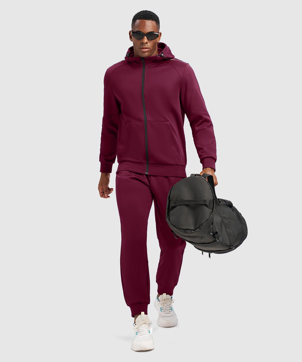 Men's Jogging Workout Gym Warm Up Suits With Hood - TBMPOY