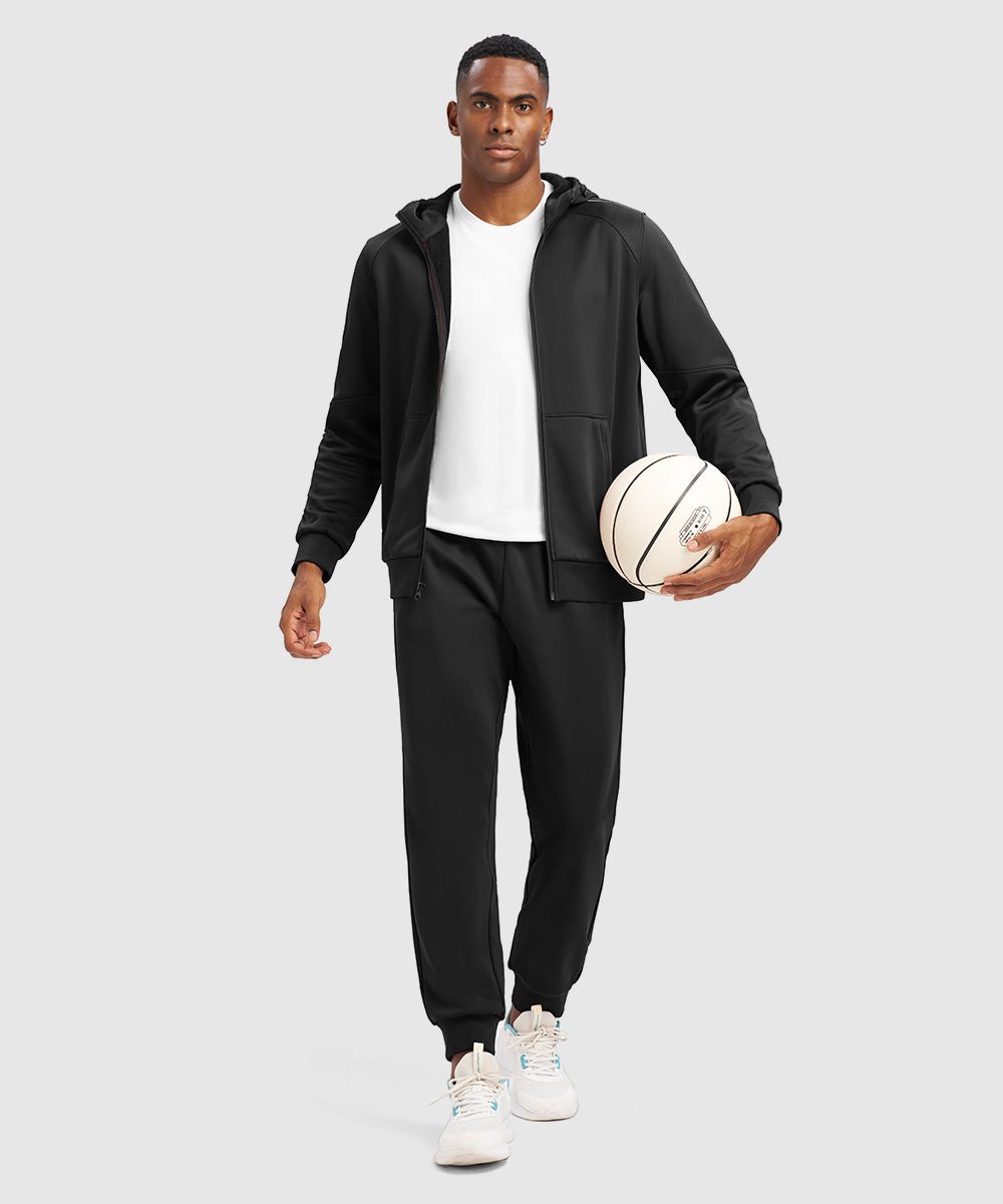 Men's Jogging Workout Gym Warm Up Suits With Hood - TBMPOY