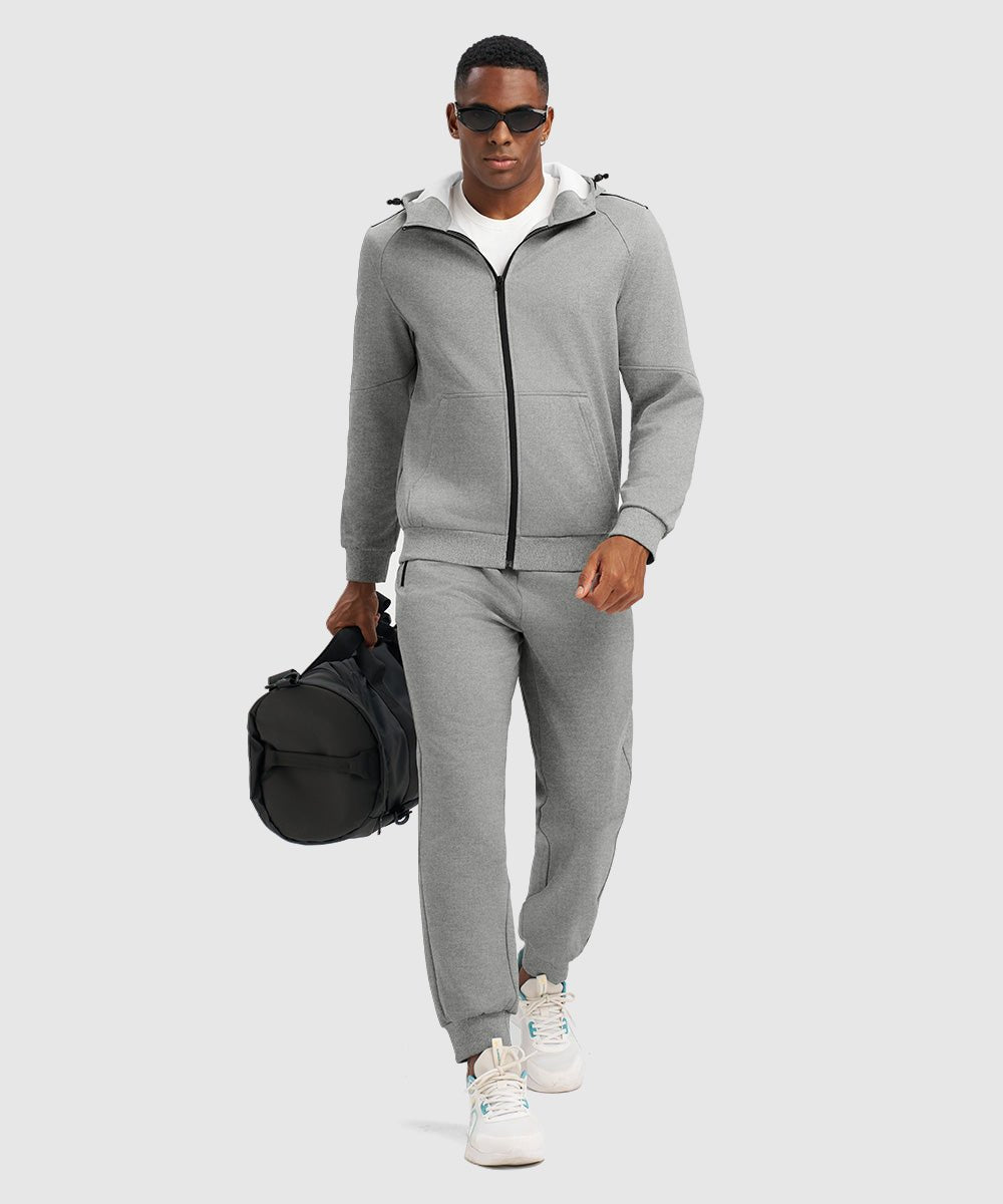 Men's Jogging Workout Gym Warm Up Suits With Hood - TBMPOY
