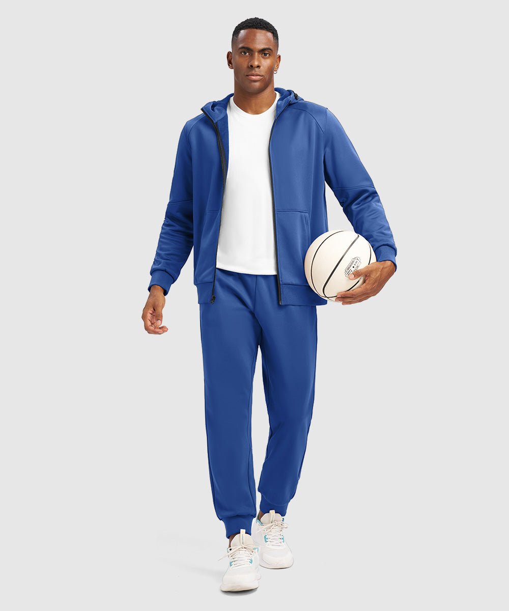 Men's Jogging Workout Gym Warm Up Suits With Hood - TBMPOY