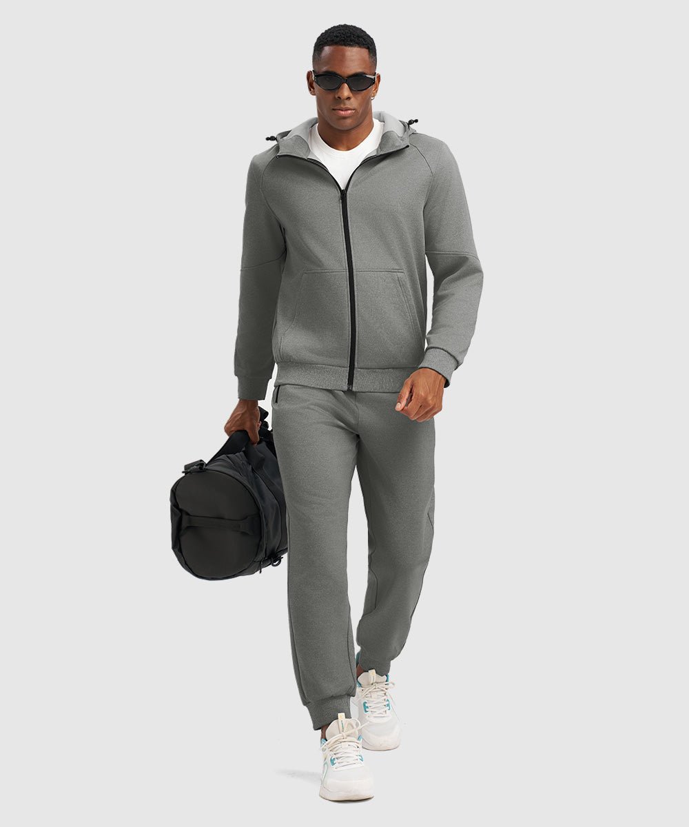 Men's Jogging Workout Gym Warm Up Suits With Hood - TBMPOY