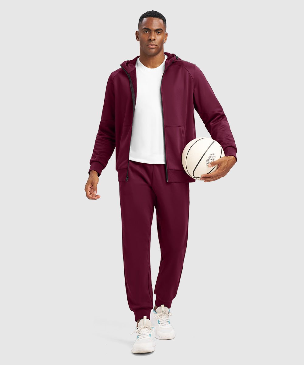 Men's Jogging Workout Gym Warm Up Suits With Hood - TBMPOY