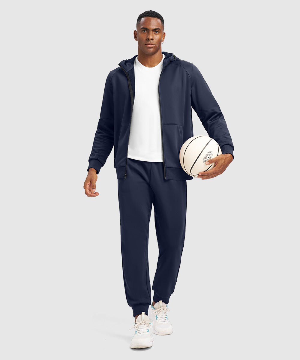 Men's Jogging Workout Gym Warm Up Suits With Hood - TBMPOY