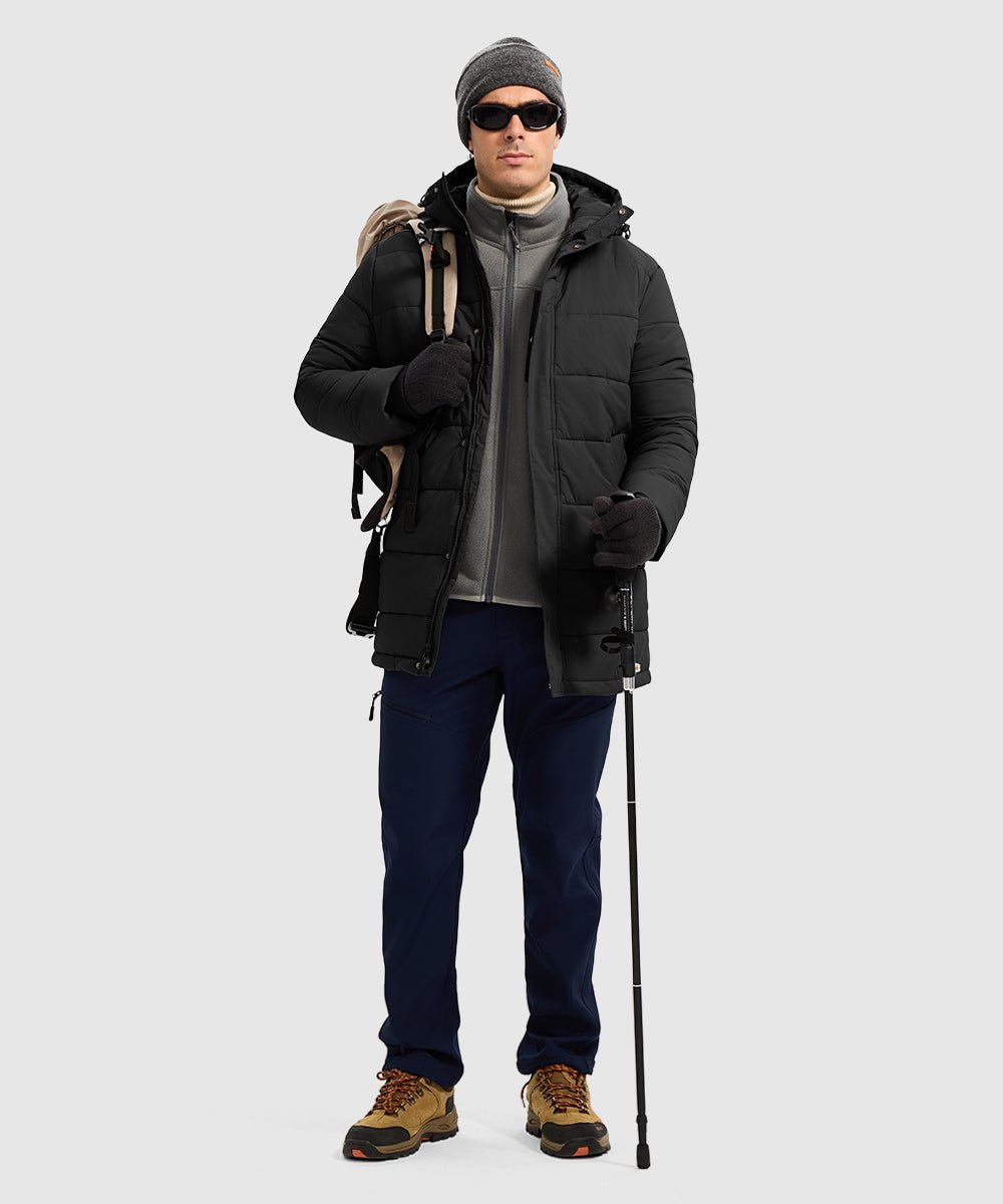 Men's Mid - length Hooded Puffer Jacket - TBMPOY