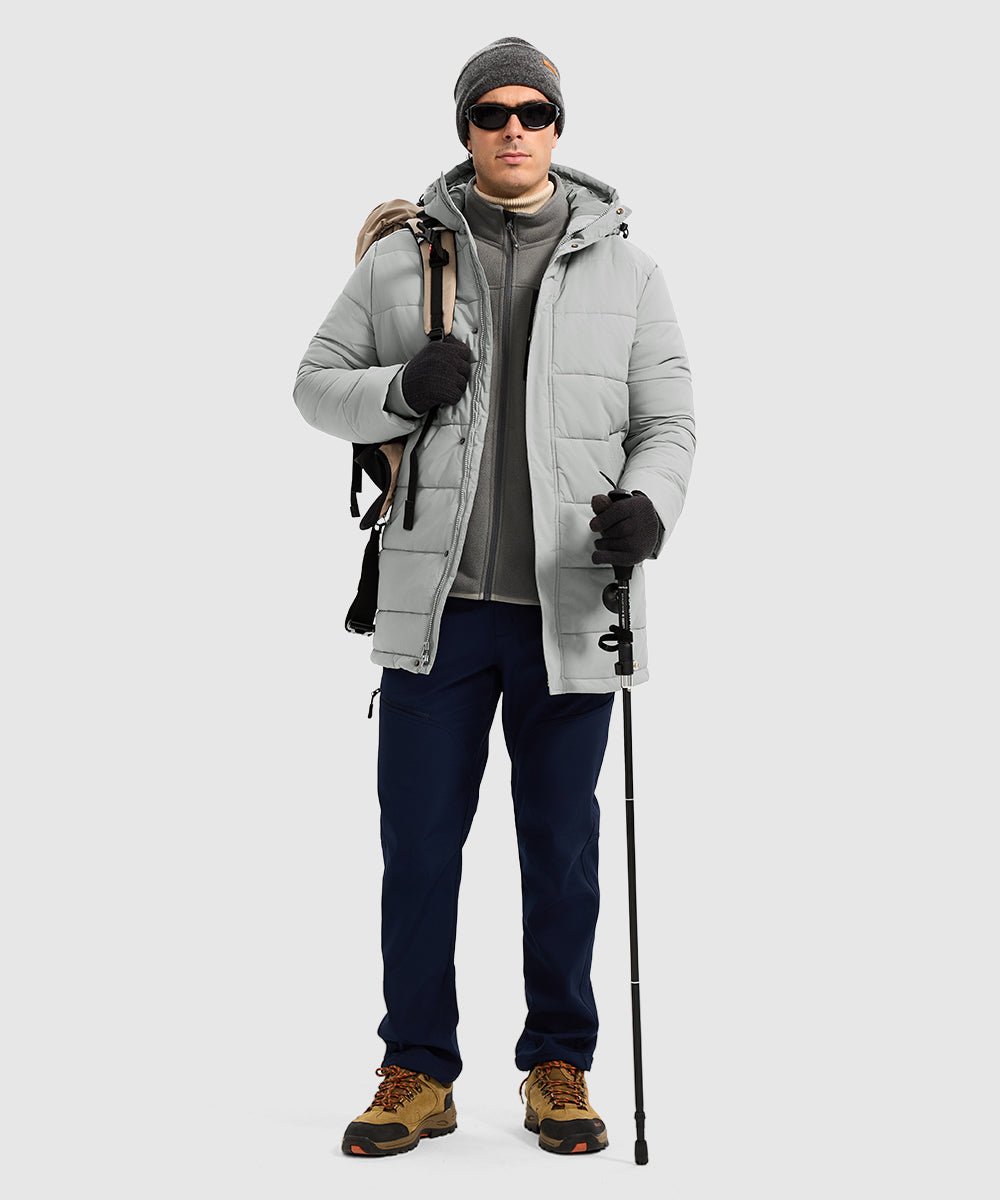 Men's Mid - length Hooded Puffer Jacket - TBMPOY