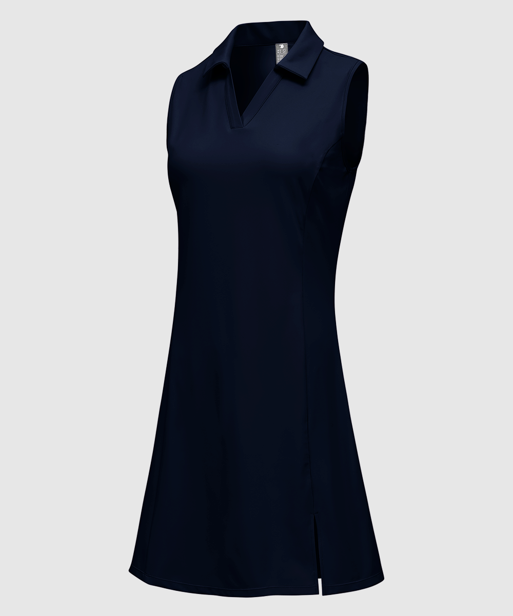 Women's Sleeveless Tennis Golf Polo Neck Dress - TBMPOY