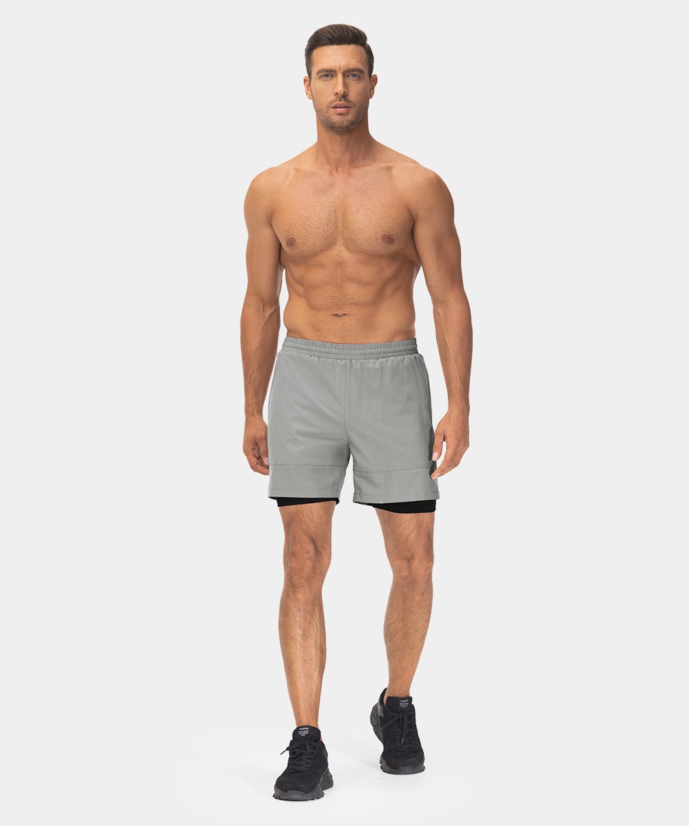 Men's 2 in 1 Athletic Running Gym Compression Shorts - TBMPOY