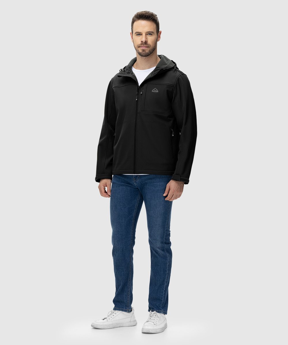 Men's Water - Resistant Softshell Fleece Lined Hooded Jacket - TBMPOY