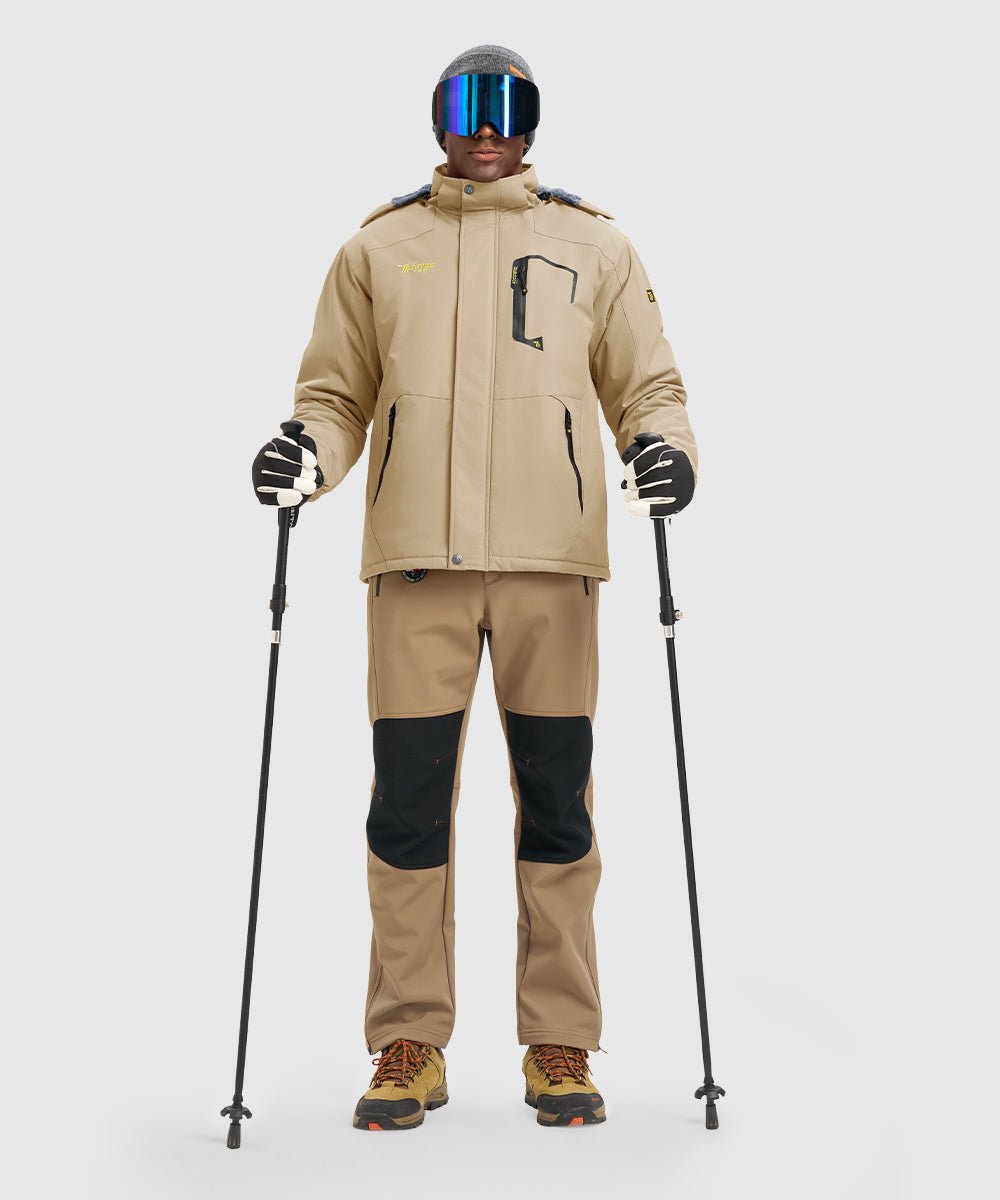Men's Water Resistant Skiing Windbreaker Hooded Jacket - TBMPOY