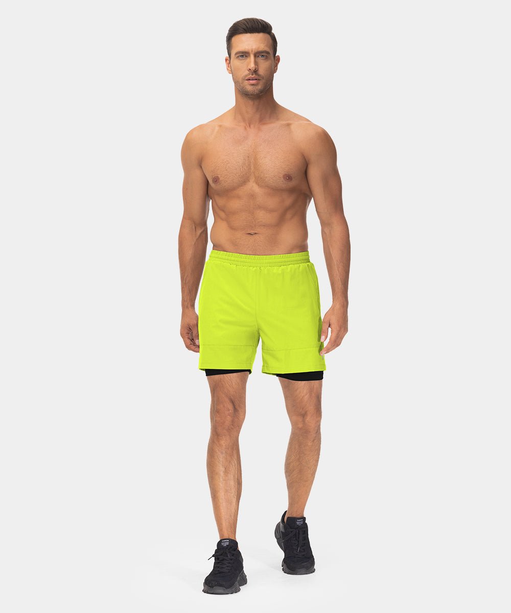 Men's 2 in 1 Athletic Running Gym Compression Shorts - TBMPOY