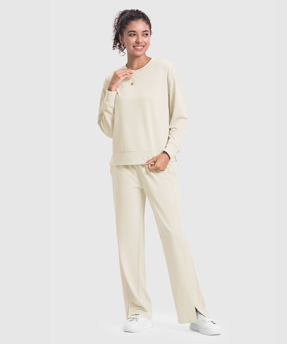 Women's Pullover and Wide Leg Pants Lounge Sets - TBMPOY