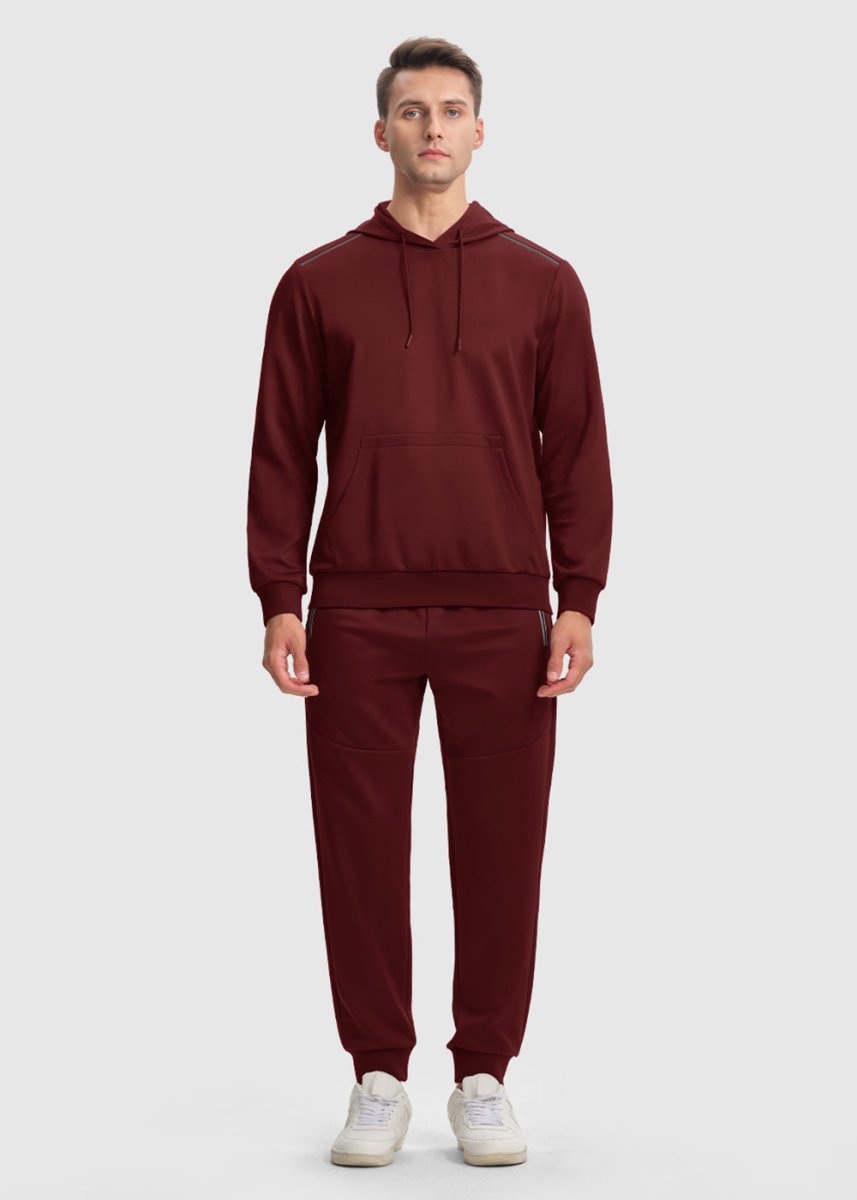 Men's Hooded Pullover and Rib Knit Cuff Pants Lounge Sets - TBMPOY