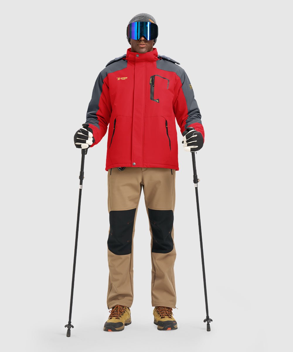 Men's Water Resistant Skiing Windbreaker Hooded Jacket - TBMPOY