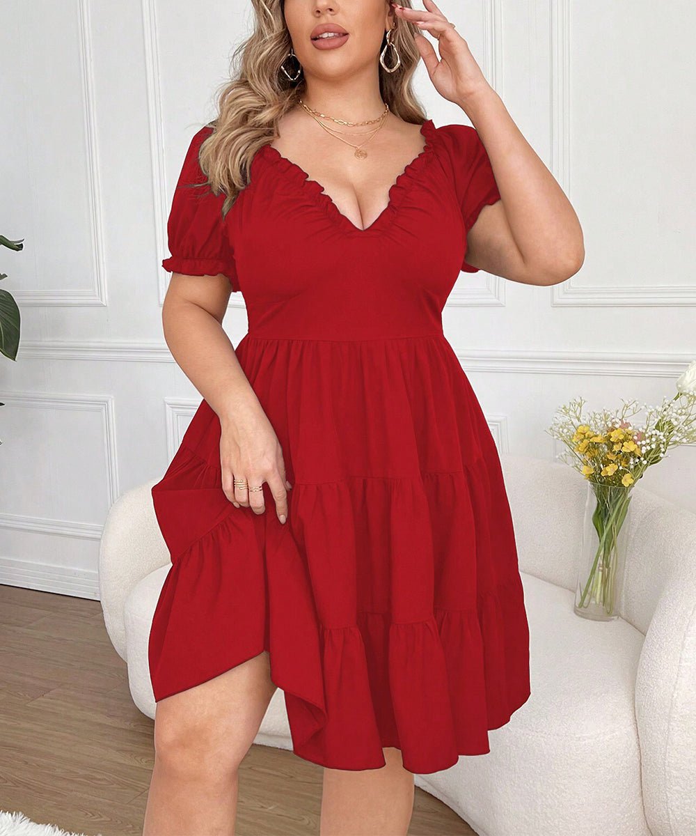 Women's Spring & Summer New Elegant Red Dress - TBMPOY