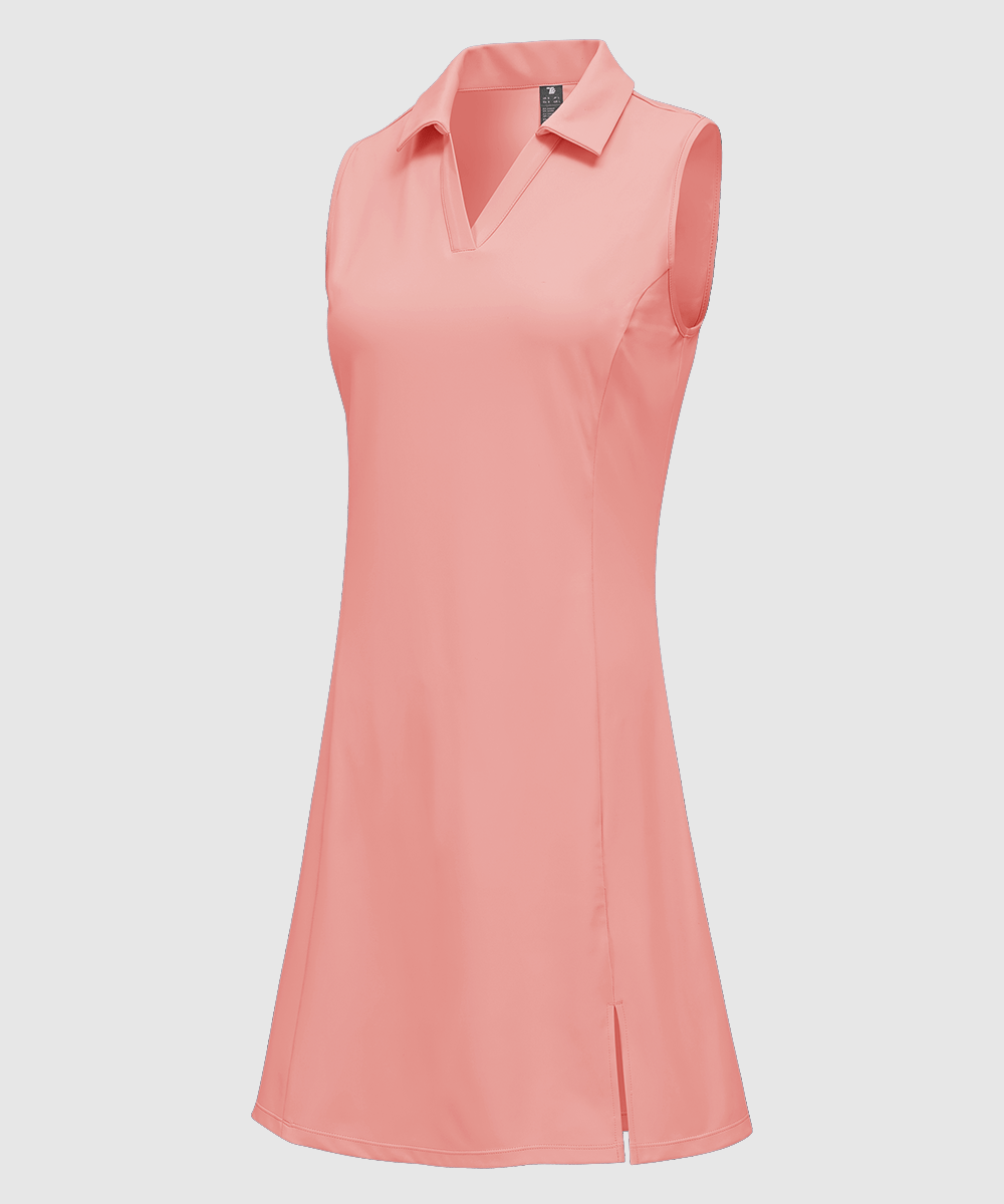 Women's Sleeveless Tennis Golf Polo Neck Dress - TBMPOY