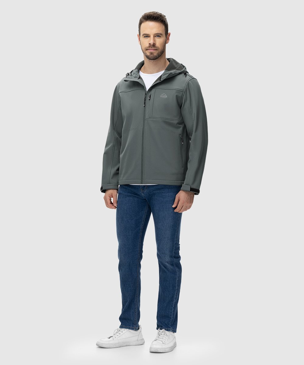 Men's Water - Resistant Softshell Fleece Lined Hooded Jacket - TBMPOY