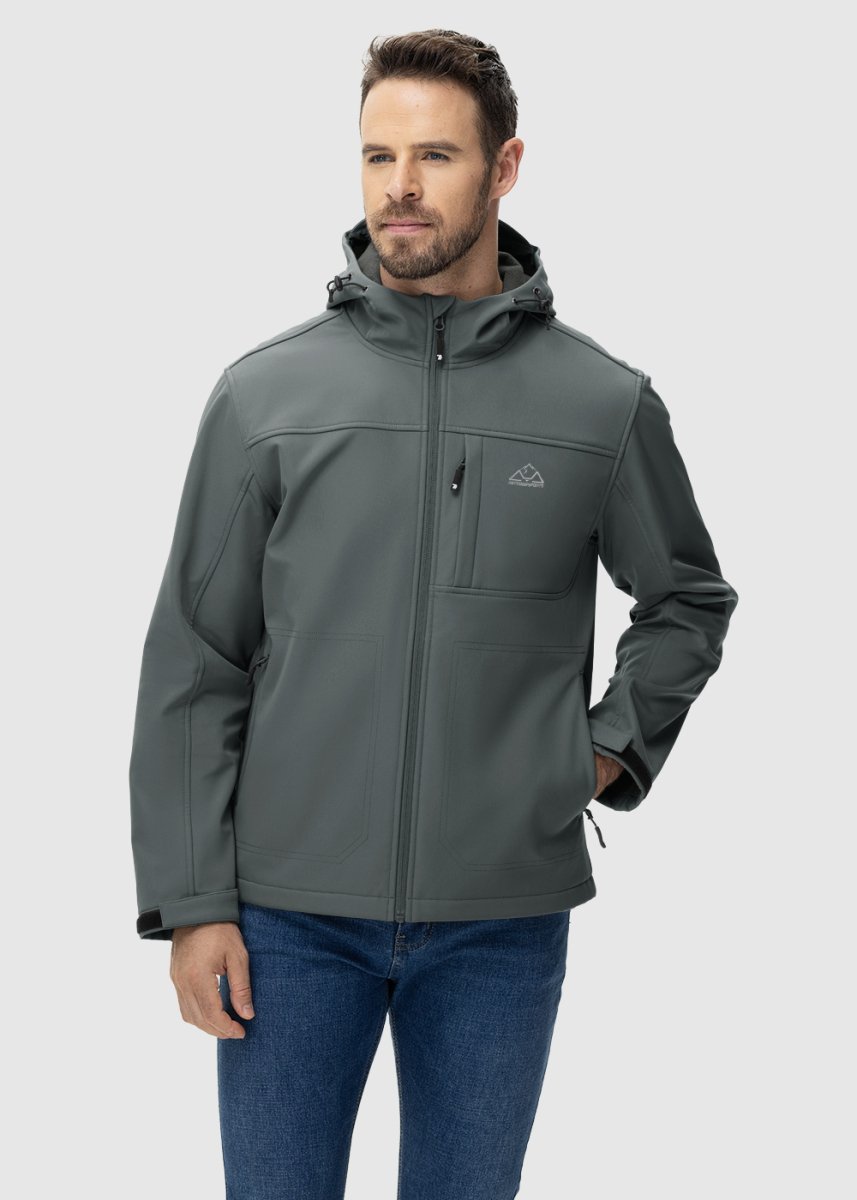 Men's Water - Resistant Softshell Fleece Lined Hooded Jacket - TBMPOY