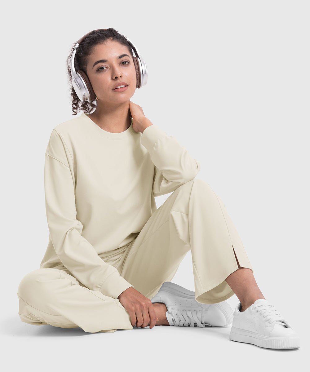 Women's Pullover and Wide Leg Pants Lounge Sets - TBMPOY