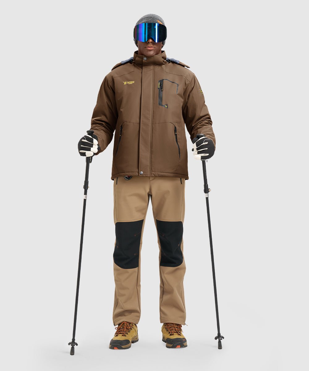 Men's Water Resistant Skiing Windbreaker Hooded Jacket - TBMPOY