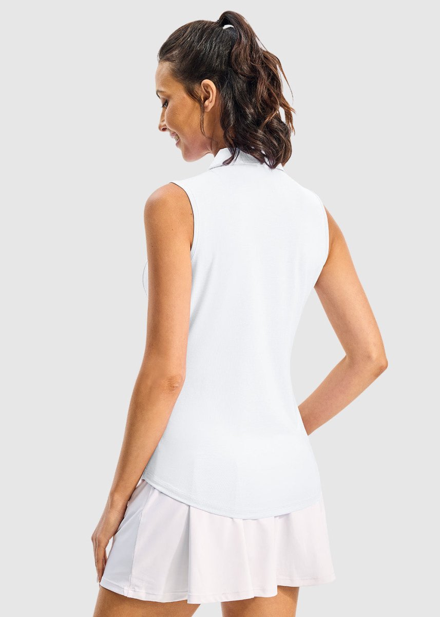 Women's Button Placket Sleeveless Polo Shirt - TBMPOY
