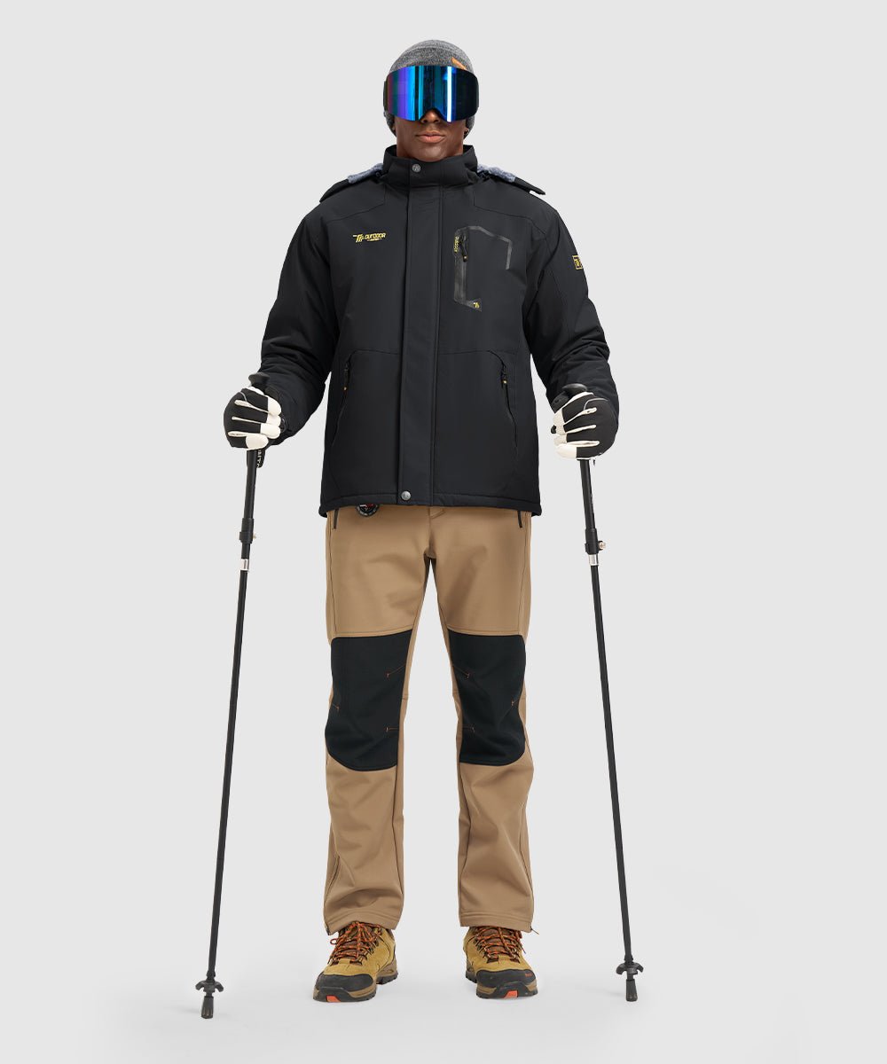 Men's Water Resistant Skiing Windbreaker Hooded Jacket - TBMPOY