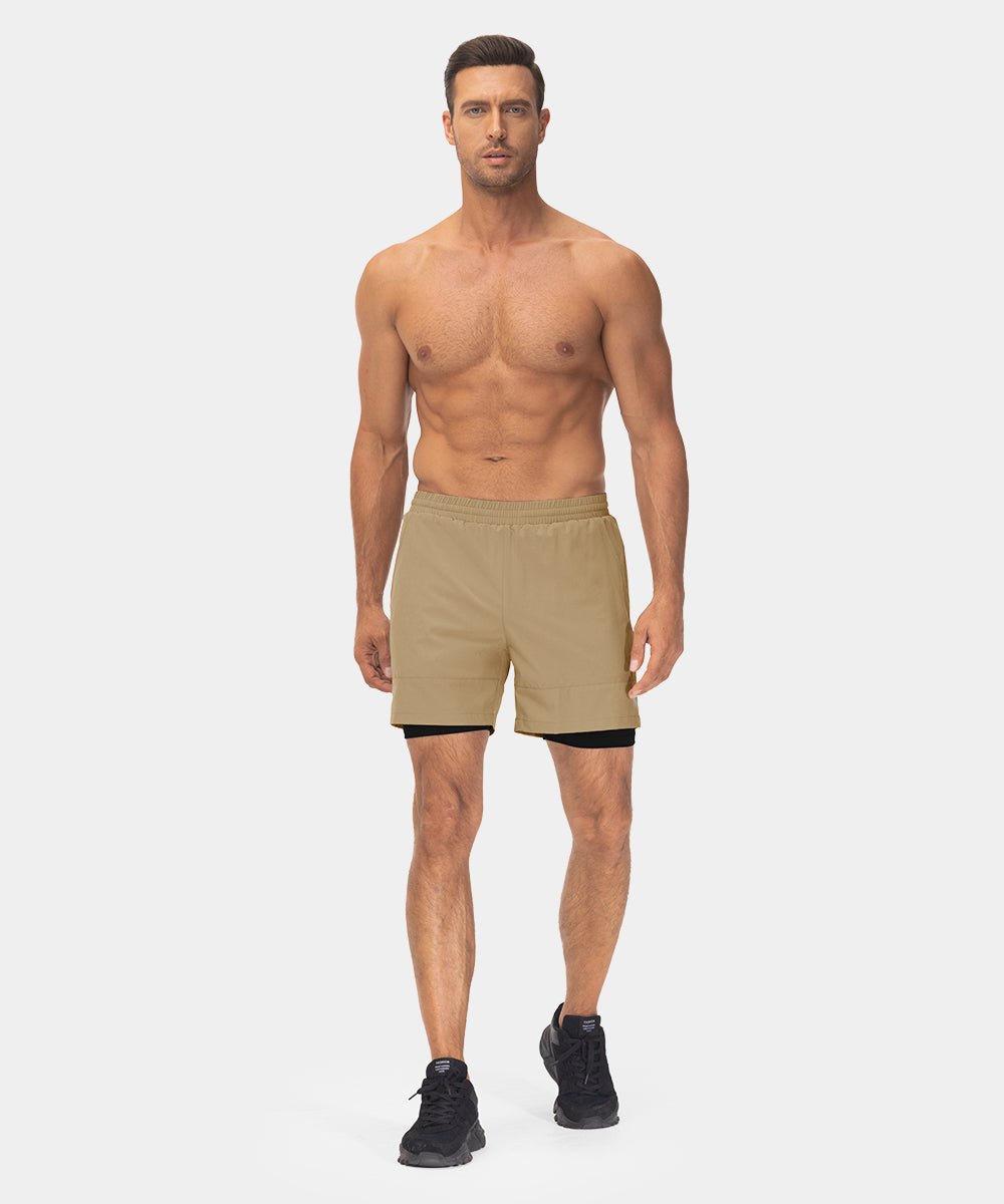 Men's 2 in 1 Athletic Running Gym Compression Shorts - TBMPOY