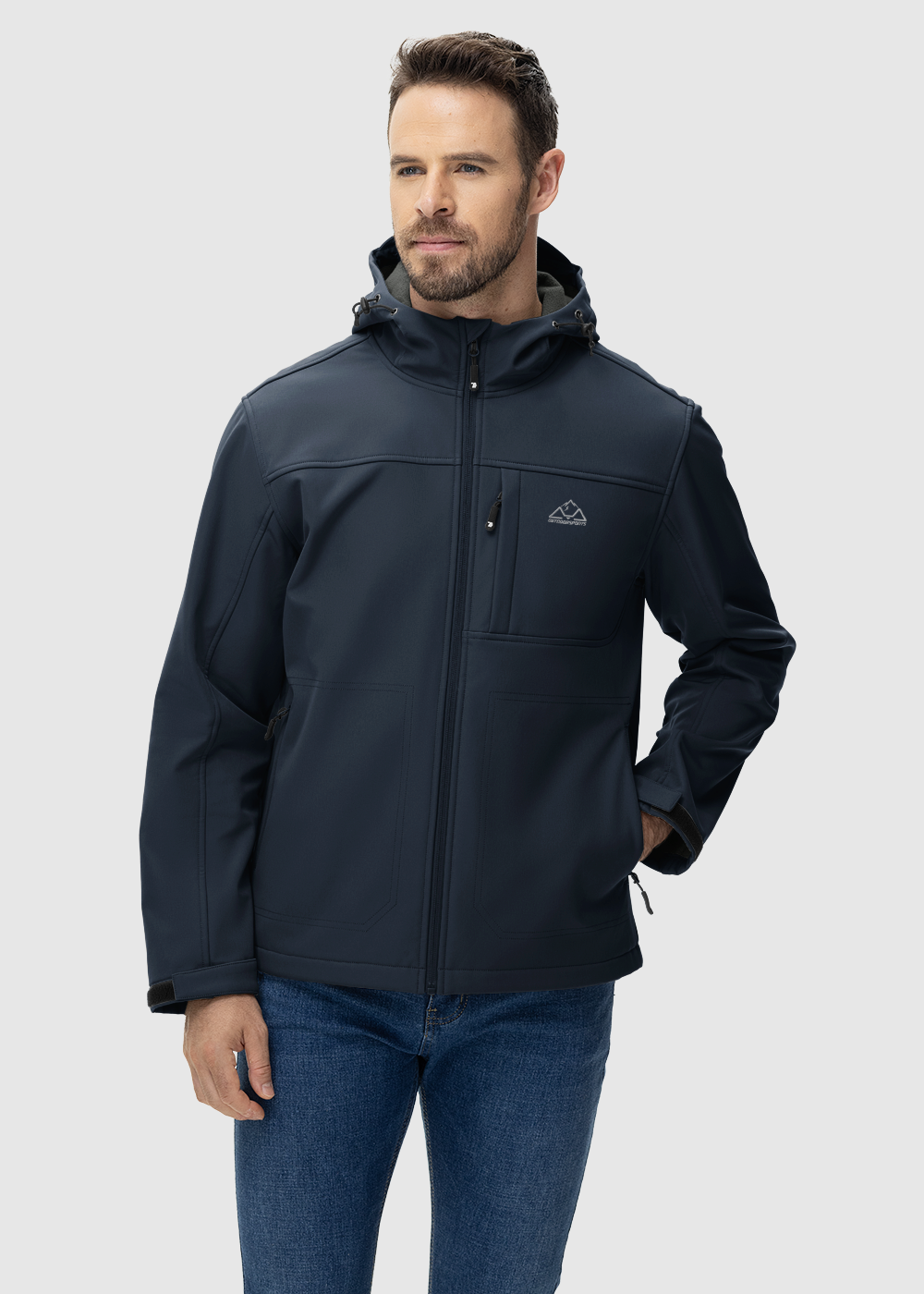 Men's Water - Resistant Softshell Fleece Lined Hooded Jacket - TBMPOY