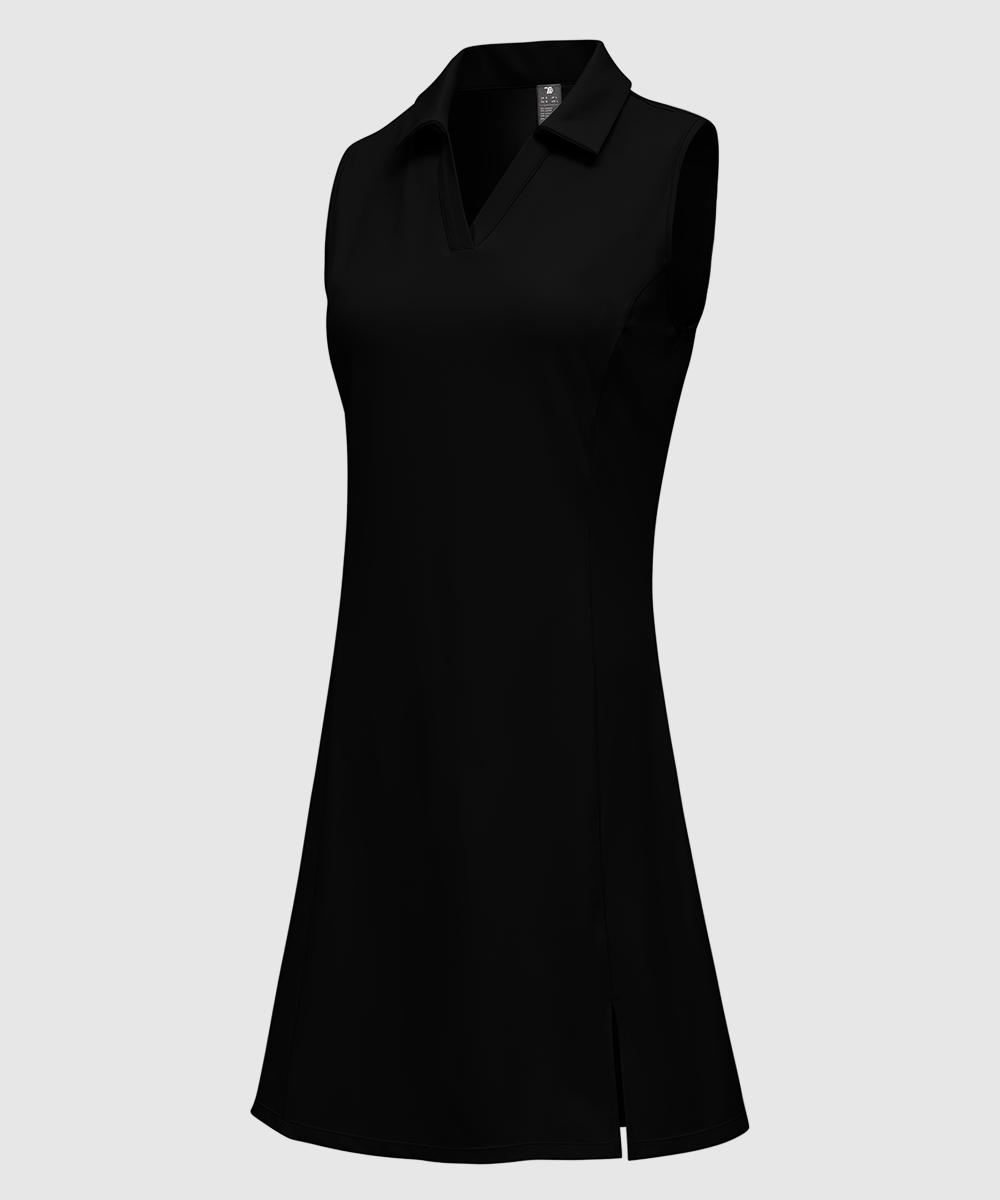 Women's Sleeveless Tennis Golf Polo Neck Dress - TBMPOY